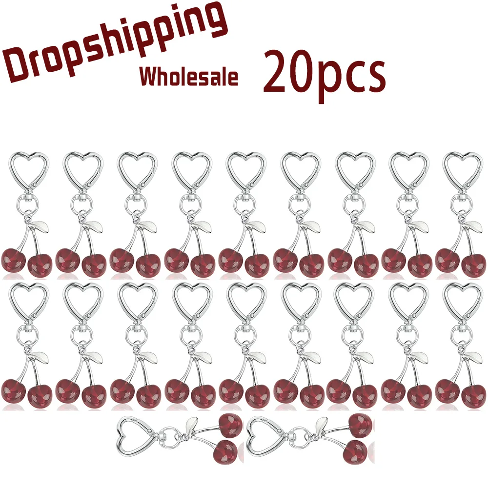 

20PCS Cherry Keychain - Cute Acrylic Bag Charm & Car Decor, Adorable Gift for Women Girls Valentine Accessories Wholesale