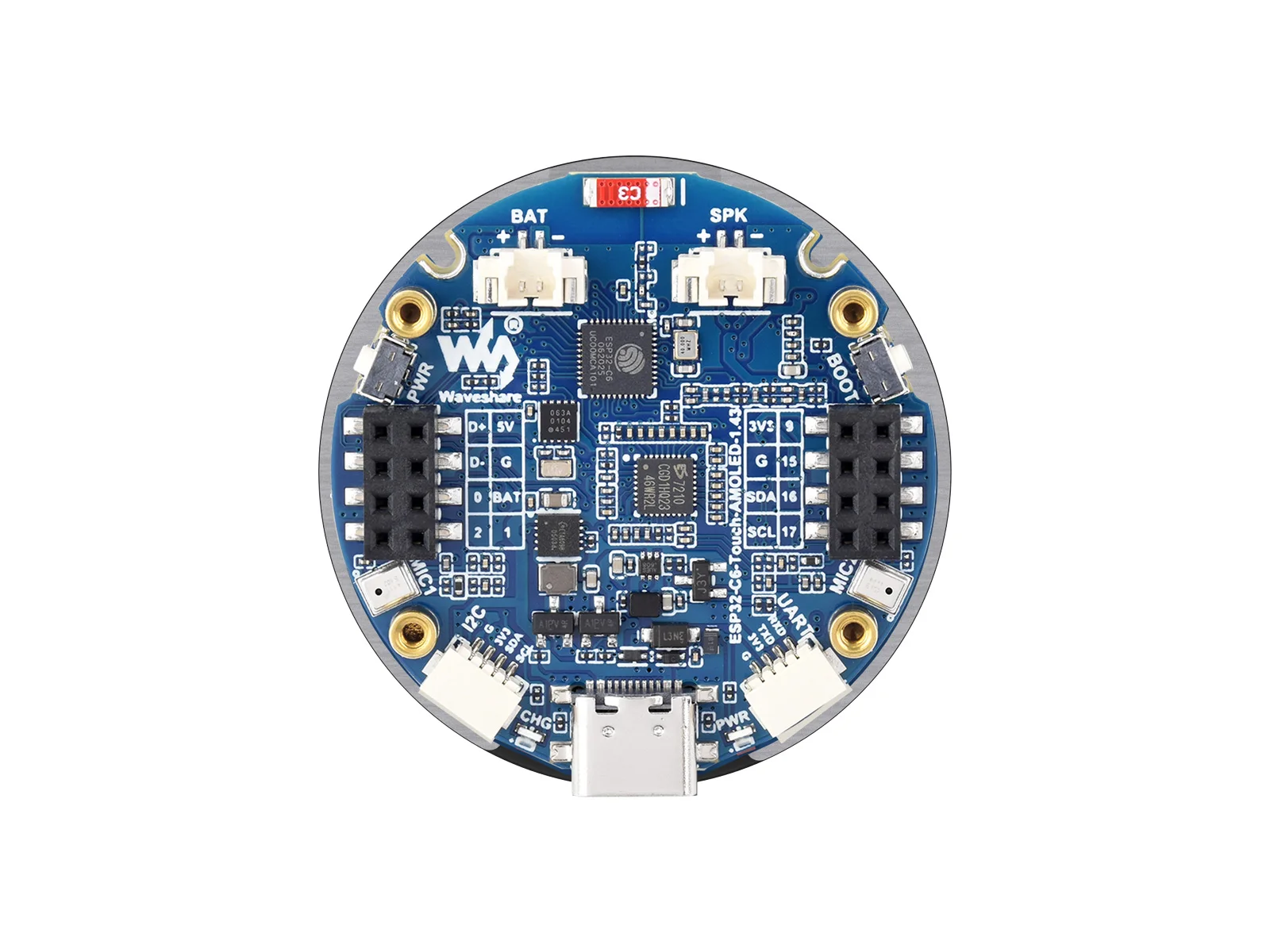 ESP32-C6 Development Board 1.43inch AMOLED round Touch Display 160MHz RISC-V Processor 466x466 Pixels QSPI Interface Dual Microp