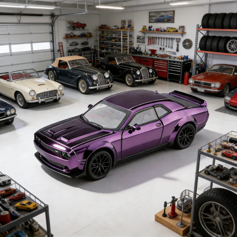 

Trendy ornament collectibles 1:32 Hell Cat electroplated alloy sound and light sports car model lighting high detail puzzle toy