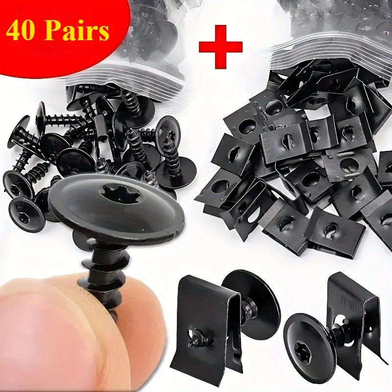 Schrauben Plus Metall-U-Bolzen-Clips für Karosserie, Stoßstange, Schallwandbefestigungen, Gewinde-Clips, Motorhaube, Chassis, Haubenschutz, Schrauben