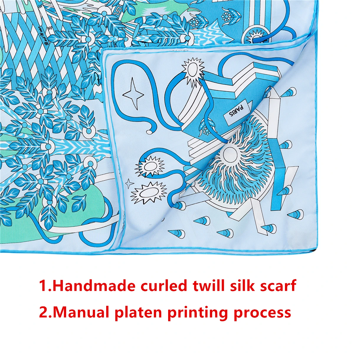 90cm Luxury Brand Scarf Women Foulard Bandana Handmade Curled Twill Silk Square Scarf New Design Head Hijab Scarves For Ladies