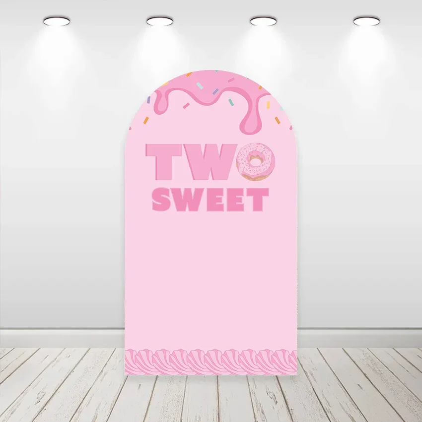 Mehofond Custom 2-Sided Two Sweet Donut Two Year Old Girl Birthday Party Baby Shower Cover Chiara Arch Background Decor Backdrop