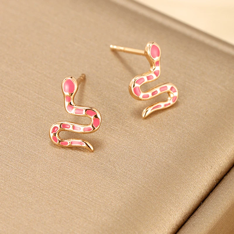 

Alloy Drop Glazed Small Snake Earrings, European And American Fashion Cold Style, Hip-Hop Personality, Snake Shaped Earrings