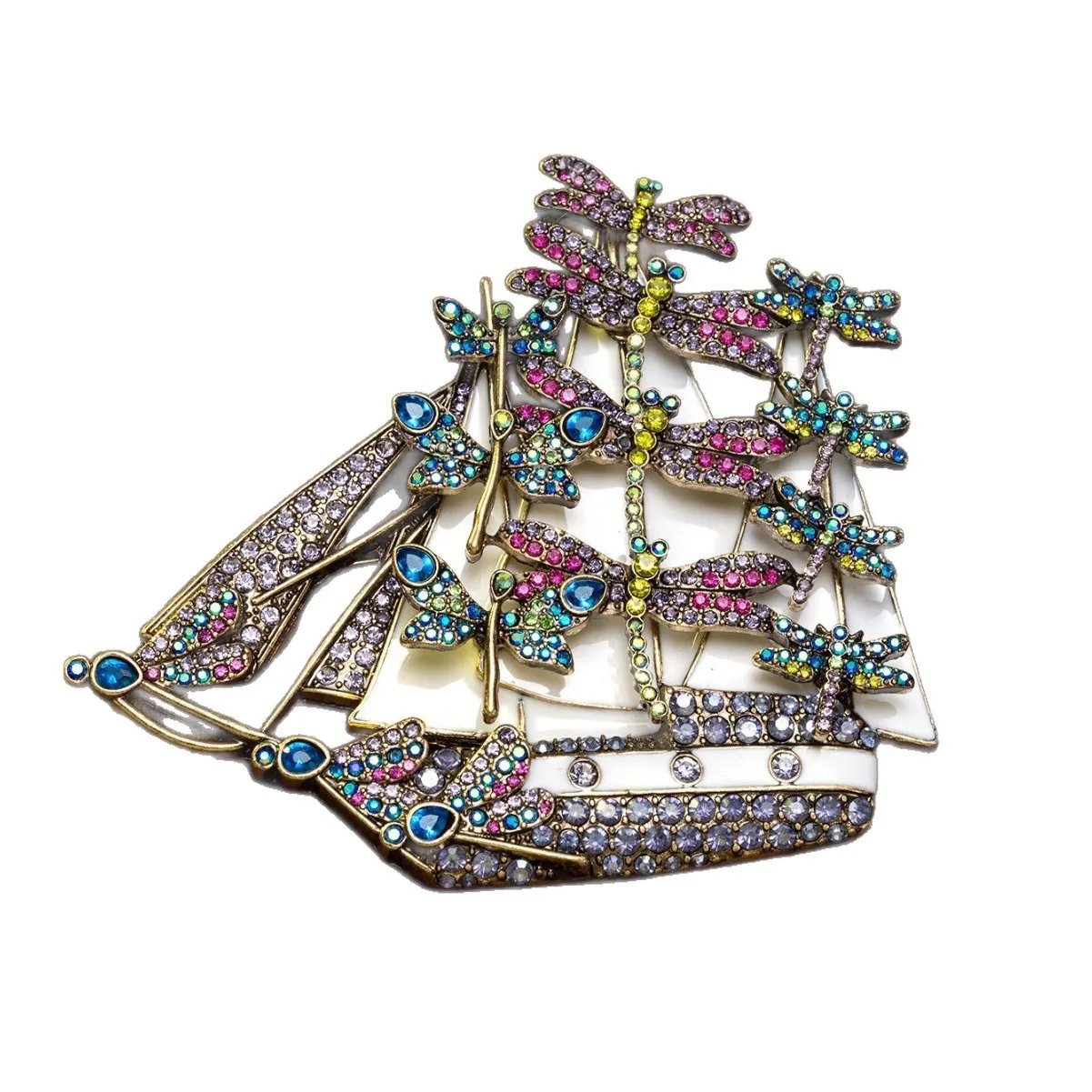 Vintage Brooch - European & American Style, Exaggerated Animal Designs (dragonfly, Marine, Sailboat), Retro Court Brooch