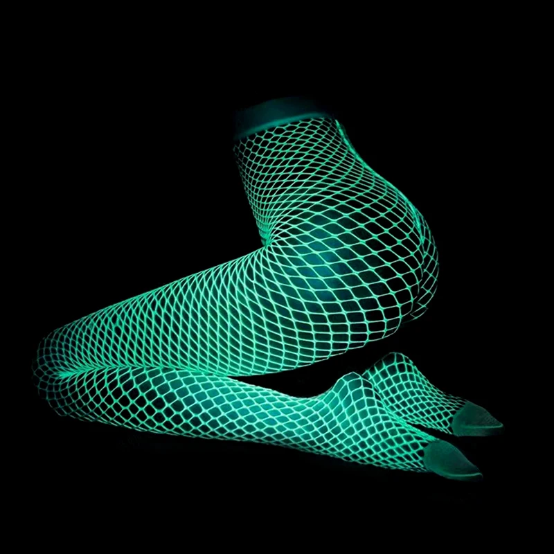 1PCS Luminous Glowing Fishnet Socks Glow In The Dark Fishnet Stockings Leggings For Women Luminous Stockings Tights High Waist