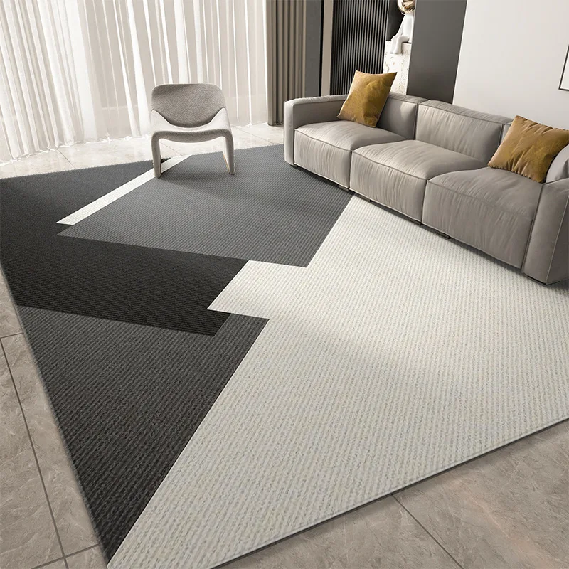 VIKAMA Geometrischer Teppich im Luxus-Stil für modernes Schlafzimmer, Sofa, Couchtisch, Matte, großflächiger Wohnzimmerteppich, Heimdekoration