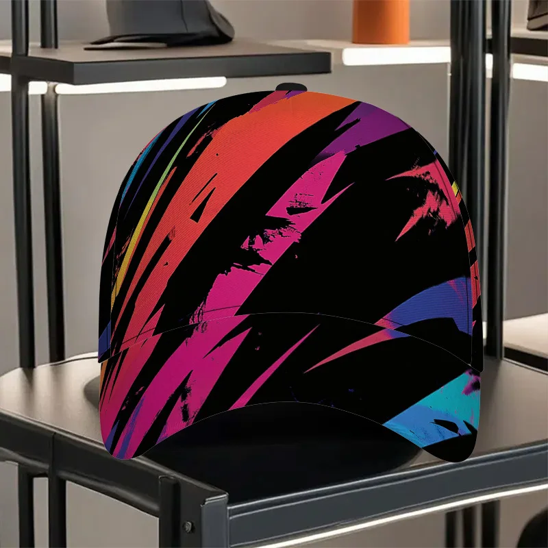 1pc Colorful Abstract Shapes Print Classic Baseball Cap, Adjustable Design Unisex Versatile Chic Perfect for Daily Commute