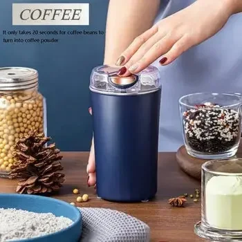 

Mini aço inoxidável elétrica Coffee Bean Grinder, portátil, ervas, sal, pimenta, especiarias, nozes, grãos, pó triturador