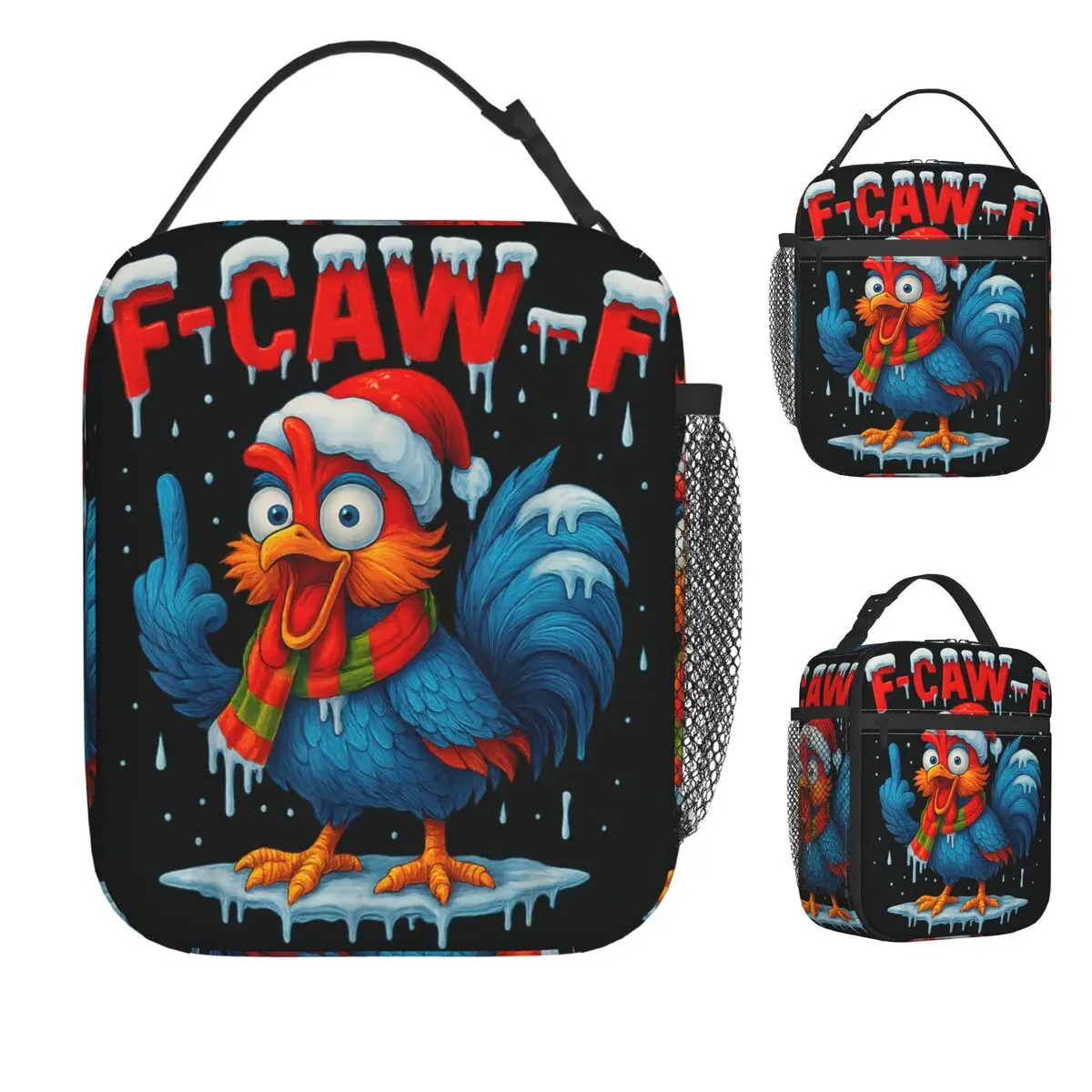 

F Caw F Rooster Забавная птица Fcawf Chicken Whisperer Fawk Рождественская сумка для обеда Коробка Школьная термосумка на молнии для обеда с принтом Сумка-холодильник