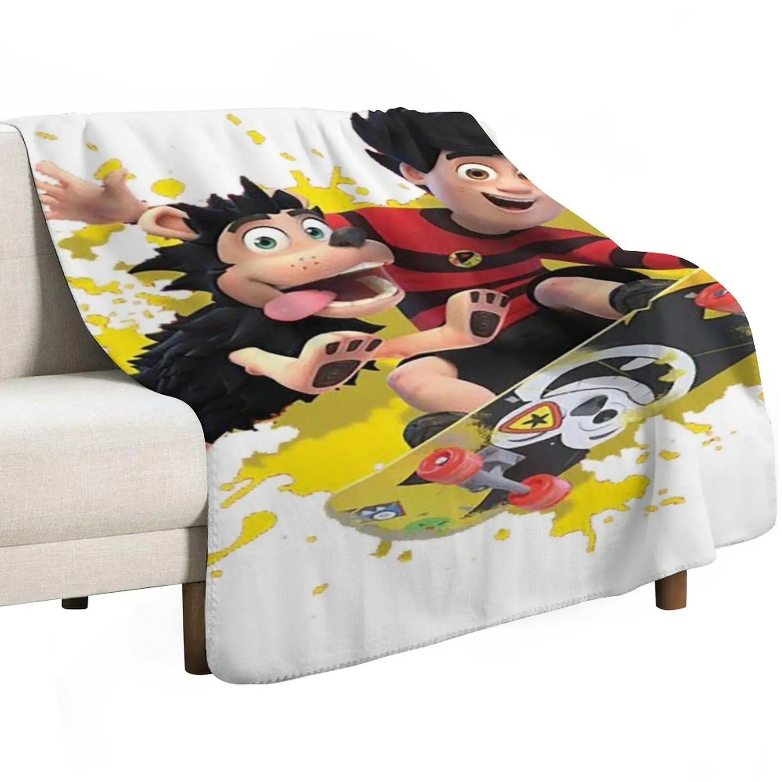 Dennis & Gnasher Throw Blanket Soft Plush Plaid Hairys Picnic Summer Cute Plaid Soft Beds Blankets
