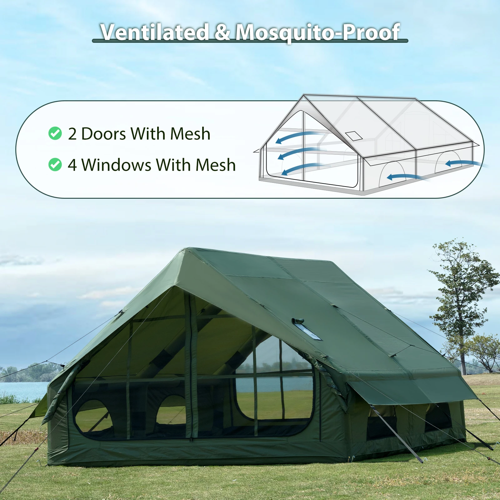 Large Automatic Portable & Fol - Outdoor Inflatable Camping Tent With Air Pump ulasan dan harga