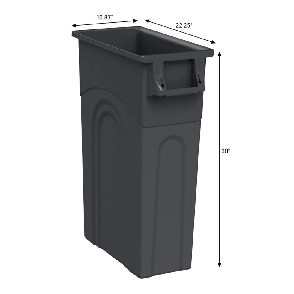 Highboy Waste Container, 23 Gallon, Space Saving Slim Profile and Easy Trash Bag Removal, Indoor or Outdoor Use