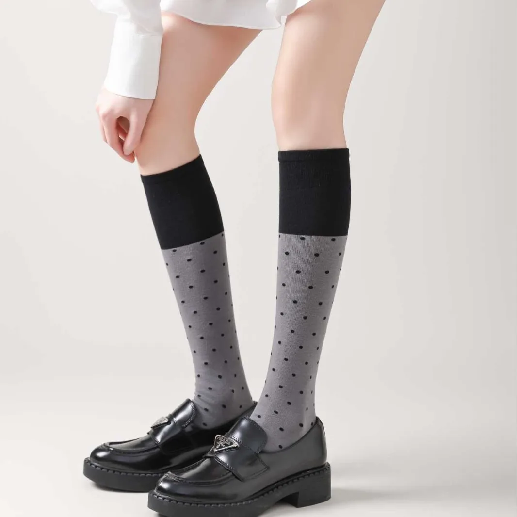 

Calf Socks Polka Dot Stockings for Women Color Matching High Socks Versatile Knee Stockings Soft Breathable Micro Pressure