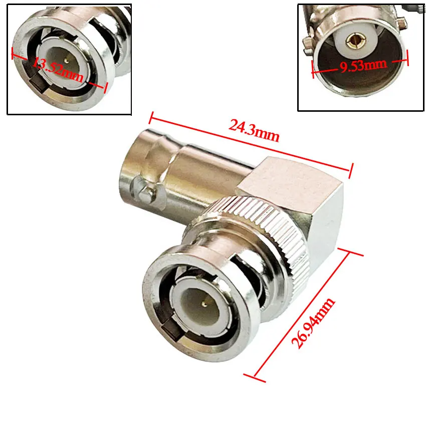 

2pcs/Lot BNC Male to Female Elbow Adapter 90 Degree RF Coax Adapter Extension Cable BNC Connector Right Angle