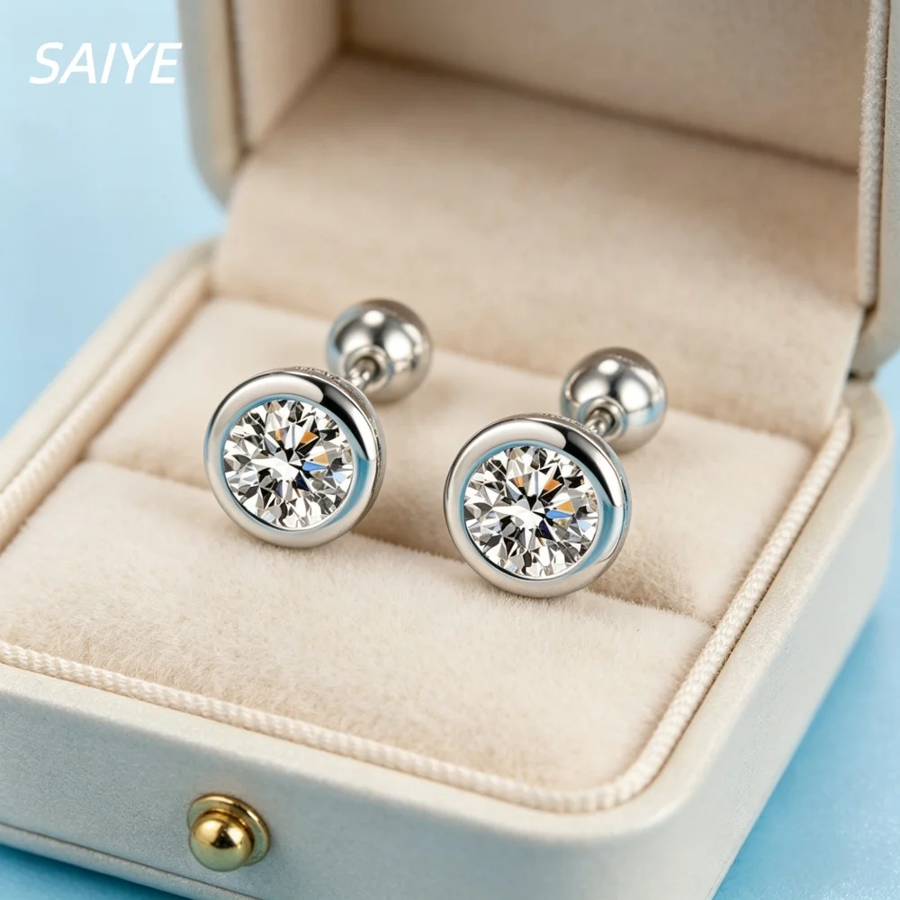 925 Sterling Silber Runde CZ Ohrstecker für Damen Klarer Zirkon Schraubverschluss Knorpel-Ohrringe Minimalistischer Alltagsschmuck Geschenk