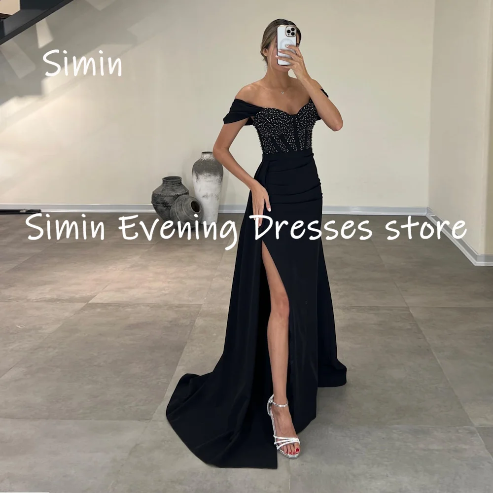 

Simin Satin Mermaid Off-the-shoulder Neckline Sequins Formal Prom Gown Floor-length Evening Elegant Party dresses for women 2023