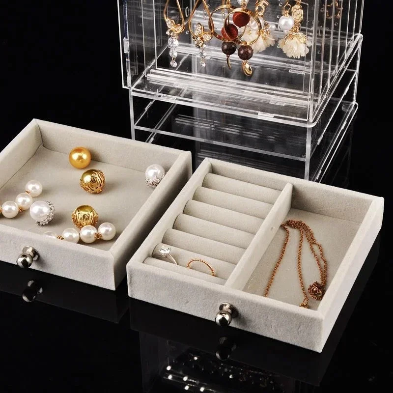 Luxury Jewelry Boxes Organizer Hanging Earrings Rack Transparent  Display Case Necklace Storage Box DrawerGift Makeup Organizer