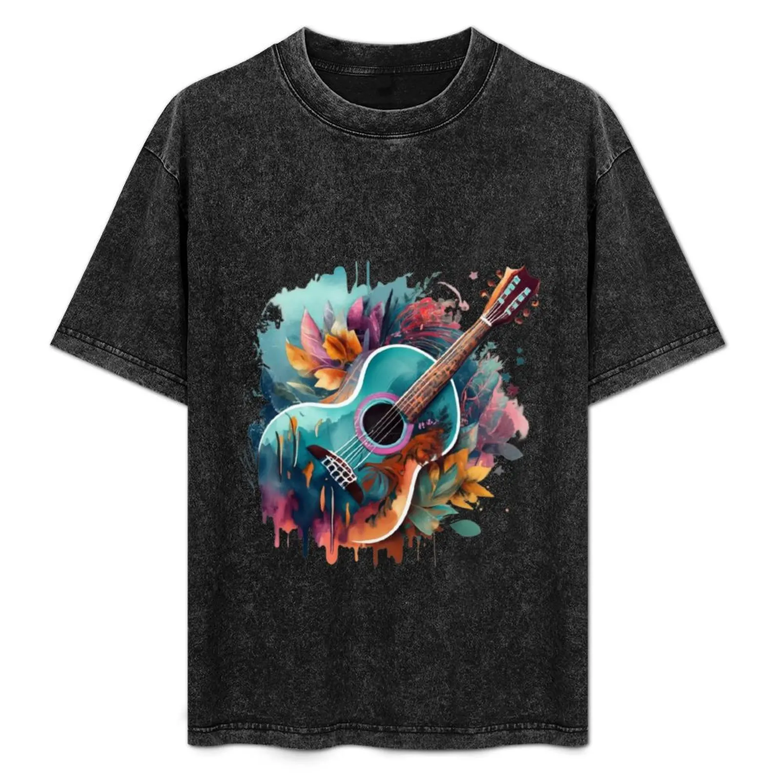 

Gitar watercolor painting T-Shirt Basic Breathable Solid Color T-Shirt