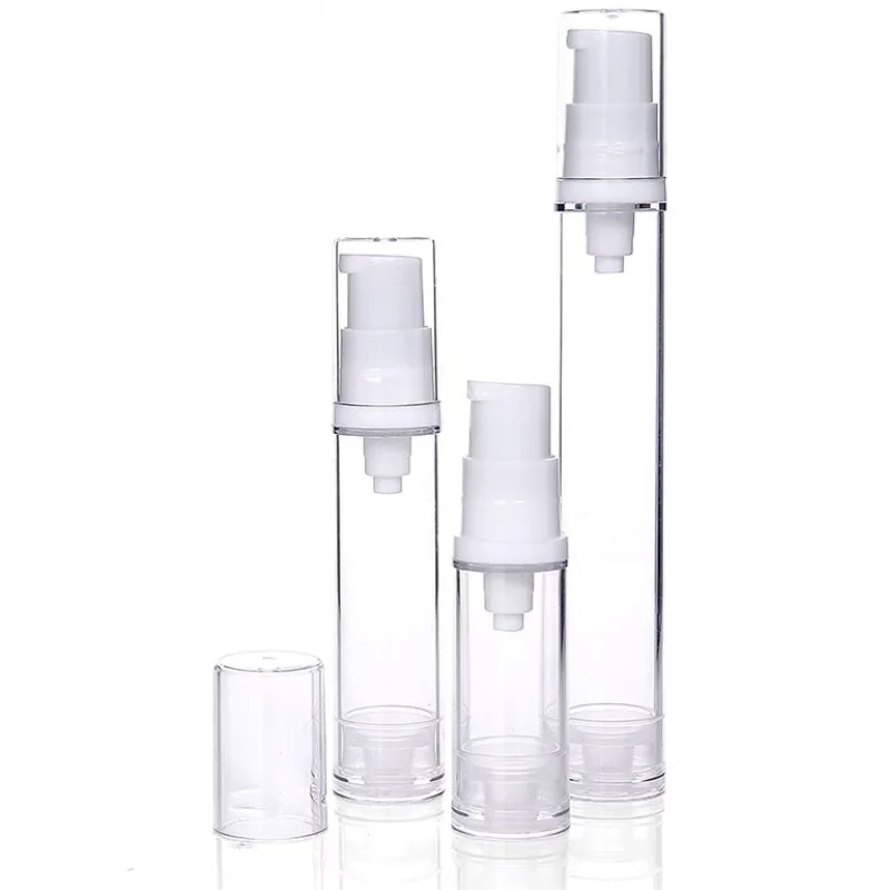 2 Pcs Refillable Vacuum Pump Bottles, Leak-Proof Nozzles, Transparent Travel Cosmetic Containers for Foundation, Moisturizer