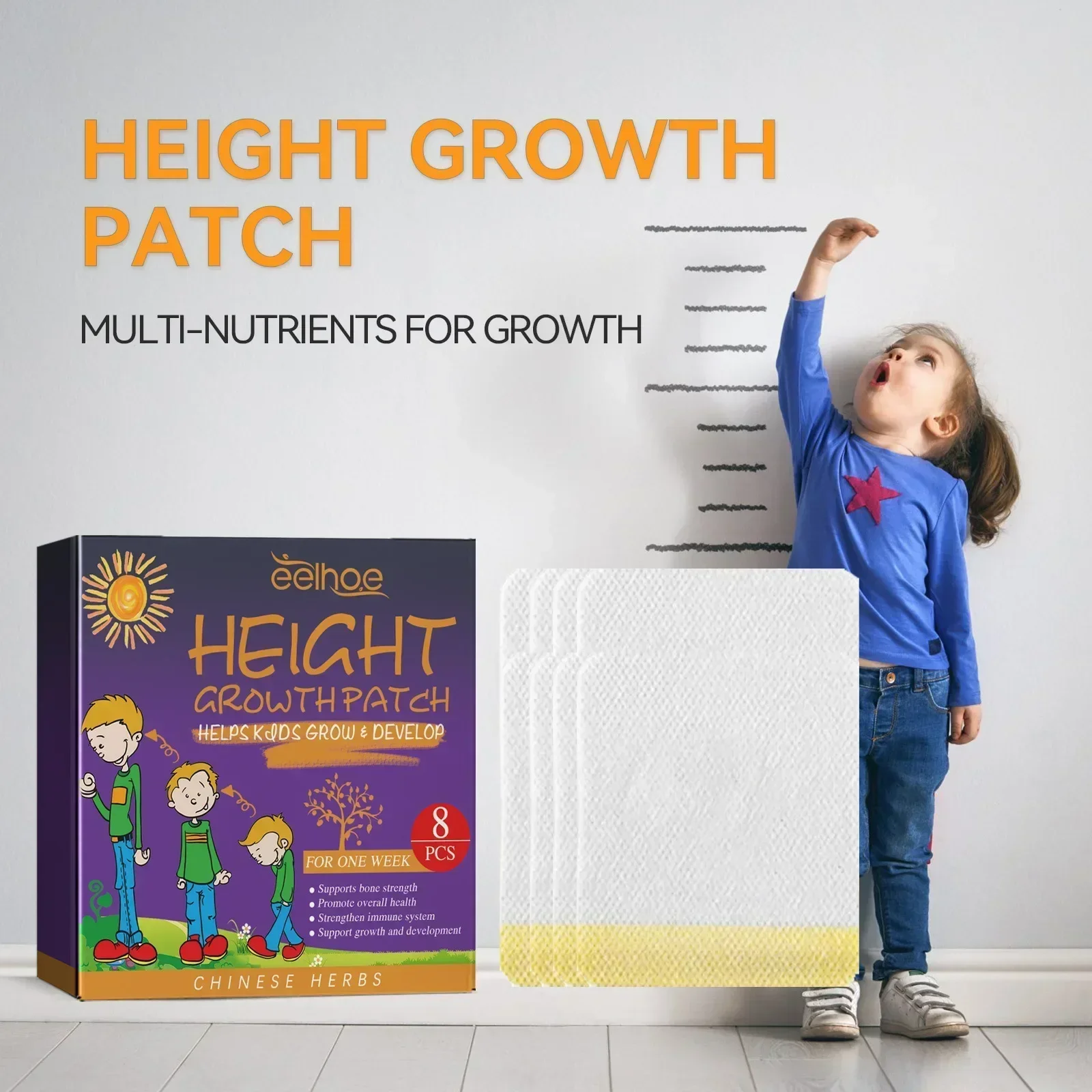 Children's Body Promoting Patch for Children's Body Height Increase Plantar Acupoint Massage and Care Promoting Patchs