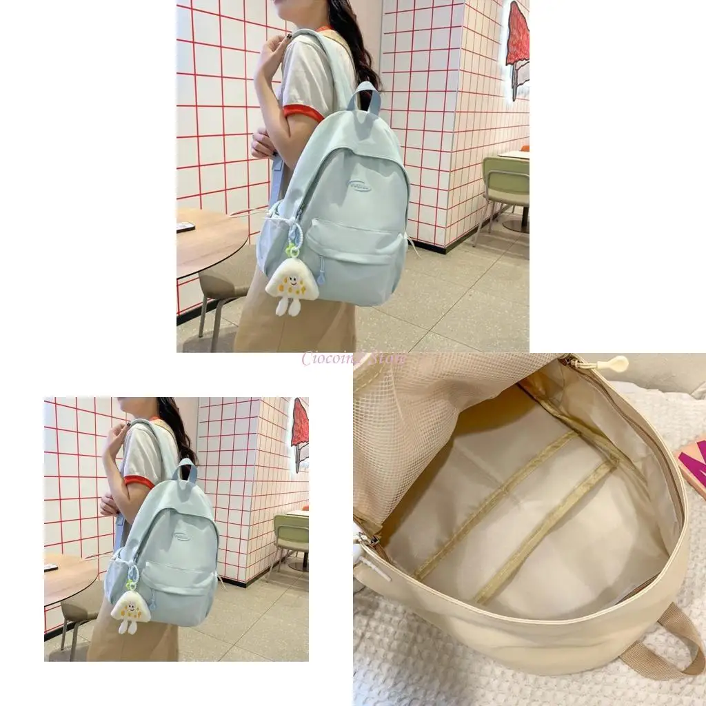 

Y1UB Women Travel Backpack Girls School Backpack Nylon Backpack Solid Color Rucksack