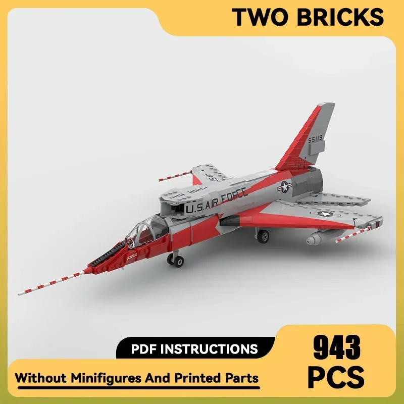 

Military Series Moc Building Blocks 1:35 Scale F-107 Ultra Sabre Technology Aircraft Bricks DIY Assembly Fighter Toys For Kids