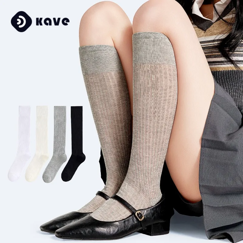 

Kave Women Stockings Knee High Socks JK Girls Lolita Lace Mesh Hollowed Out White Pile Socks Retro Striped Thin High Tube Socks