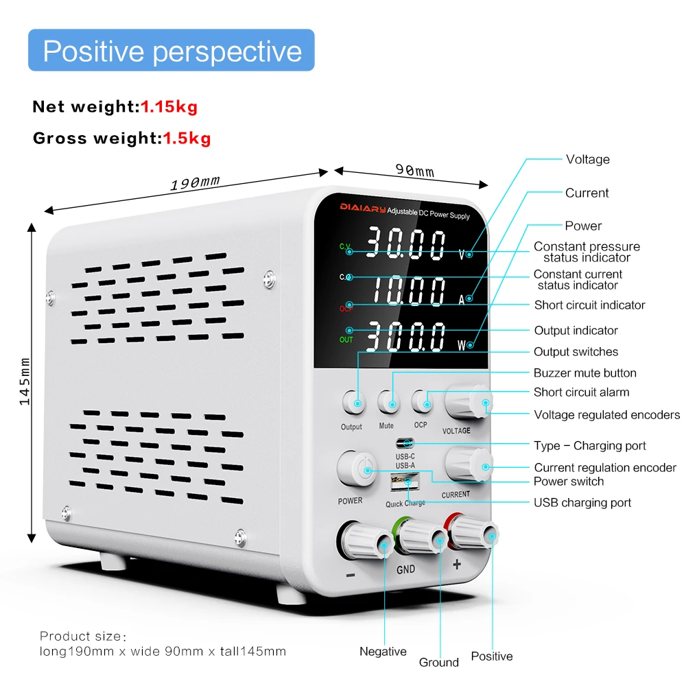 Adjustable Power Supply 30V 10A Lab Power Supply Stabilized Power Supply Voltage Regulator Switch 110-220V