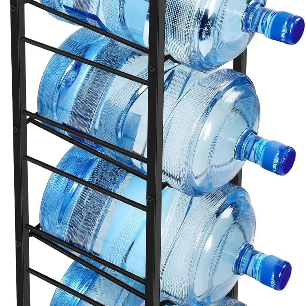 

4-х уровневая сверхмощная подставка для кувшина для воды с местом для хранения бутылок на 5 галлонов, черная, подходит для дома и офиса