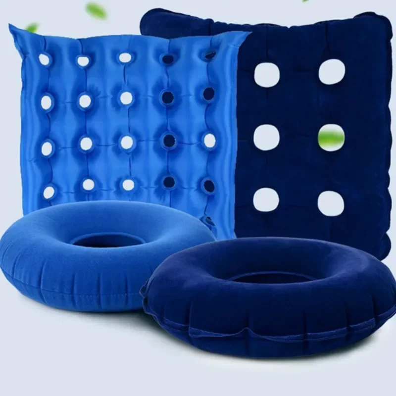 Hemorrhoid and Pressure Sore Cushion Inflatable Seat Pad Breathable Care Mat Comfortable Square Cushion Durable Flocked Aid