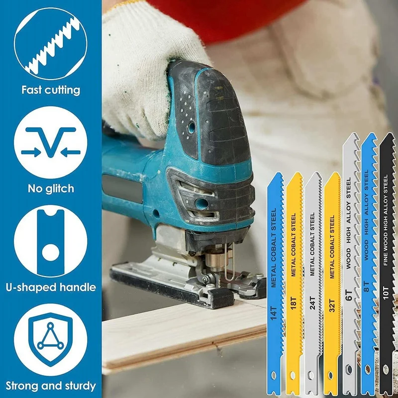 34 Piece High Carbon Steel Assorted Saw Blades Cut Jigsaw Blade For Wood Metal Plastic Cutting