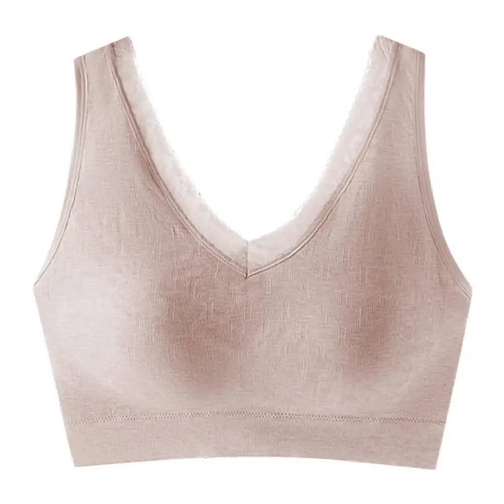 

Smooth Contoured Cup Bra Wireless Push-up Bra with Natural Lift Plus Size Vest Type with Thin Lace Trim Elastic for Everyday