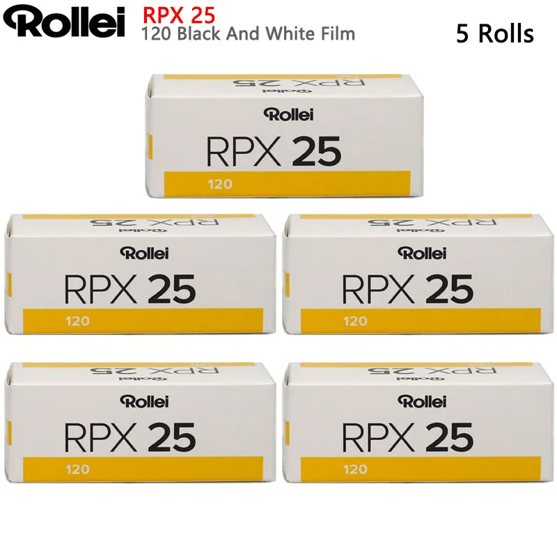 Película Negativa Clásica (Rollo de 36 Exposiciones) 1-8 Rollos Rollei Blanco y Negro RPX 25 120 para Cámara de Película 120 (Fecha de Caducidad: 2026)