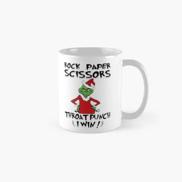 Rock Paper Scissors Throat Punch Playing  Mug Image Gifts Printed Design Drinkware Handle Round Tea Photo Picture Coffee Cup