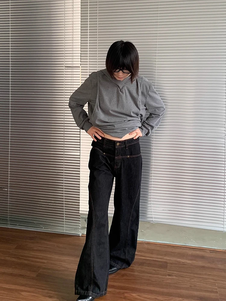 กางเกงยีนส์ขากว้างสไตล์เกาหลีส - Korean Street Fashion Female บทวิจารณ์และราคา