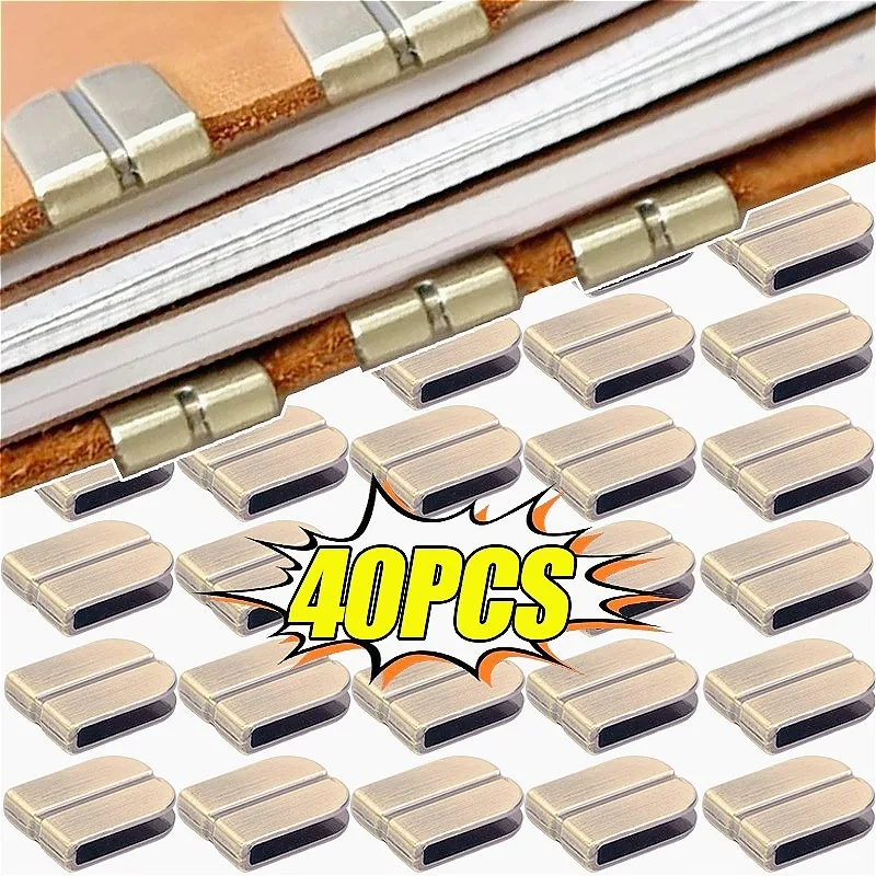 2/40pcs Zinc Alloy Notebook Edge Cover Clips Mini Retro Journal DIY Crafts Decoration Clip Home Office Book Paper Fixing Buckles
