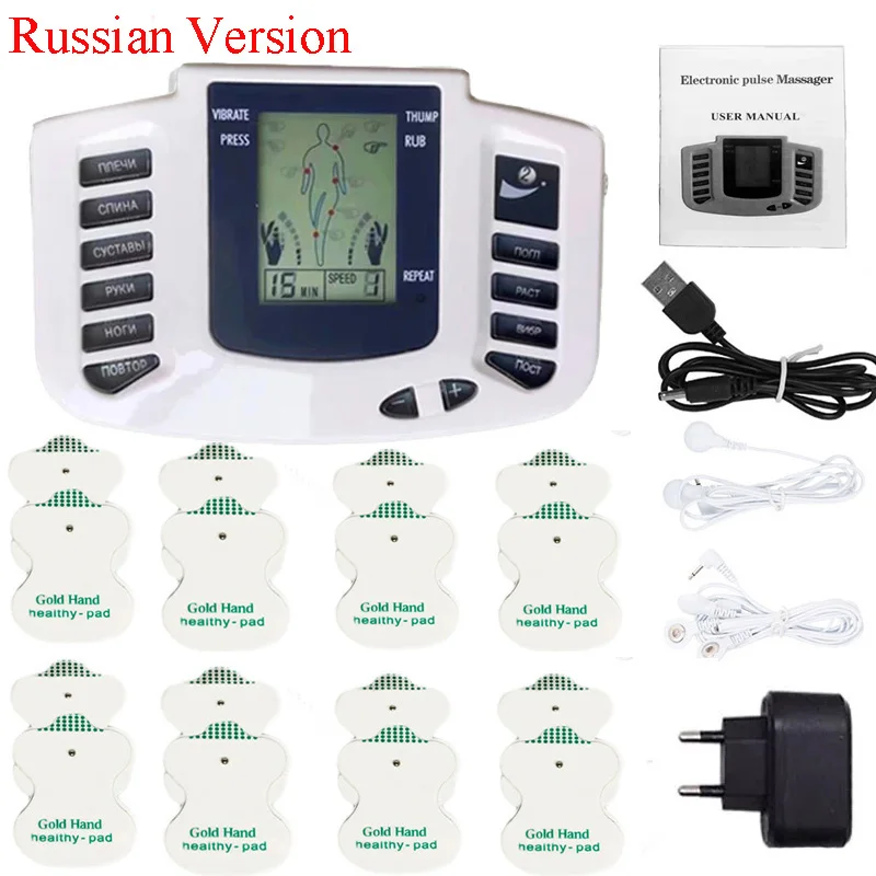 

Russian Version Health Care Full Body Neck Massager Back Foot Muscle Pain Relief Therapy Slimming Massage Relaxing Tens 16 P