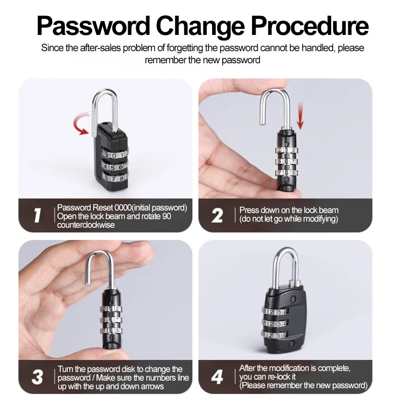 4 أرقام الطلب قفل بكلمة مرور مزيج حقيبة الأمتعة رمز معدني أقفال كلمة المرور قفل السفر الآمن مكافحة سرقة Cijferslofبند #6