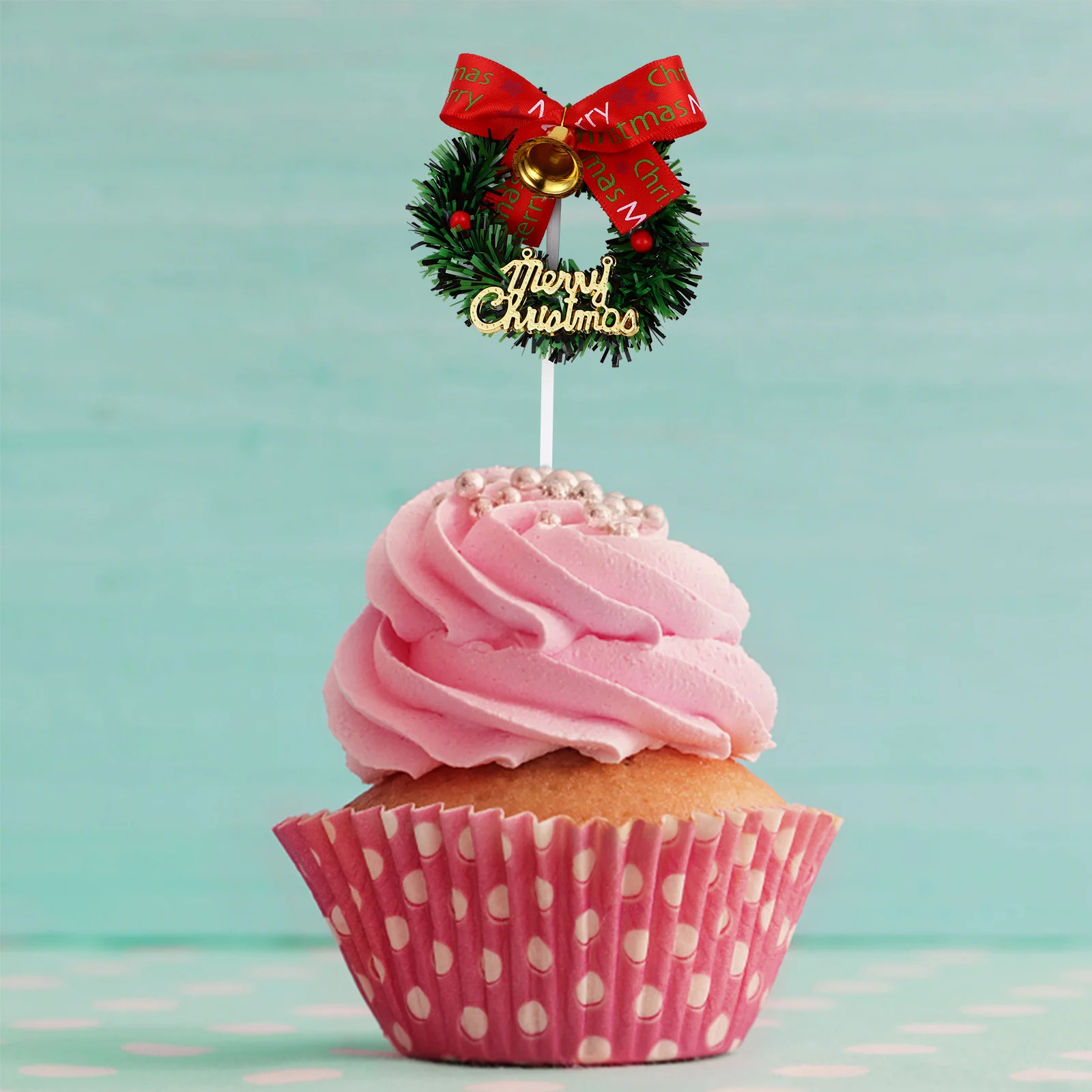 10 pezzi di ghirlande di Natale cake topper bowknot campana inserto forniture per decorare torte per feste di Natale cupcake muffin