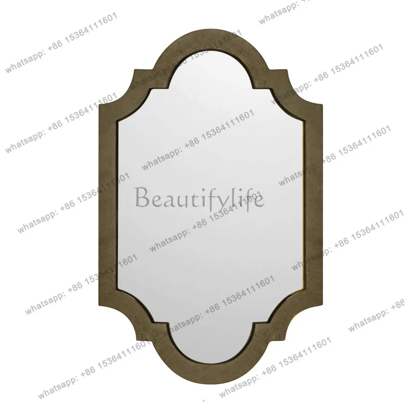 

French retro special-shaped makeup mirror wooden medieval mirror wall-mounted