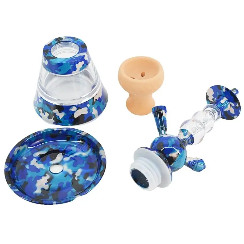 Shisha narghilè Water Pipe Factory acrilico Shisha narghilè plastica tubo singolo intero Set piccolo bollitore mimetico