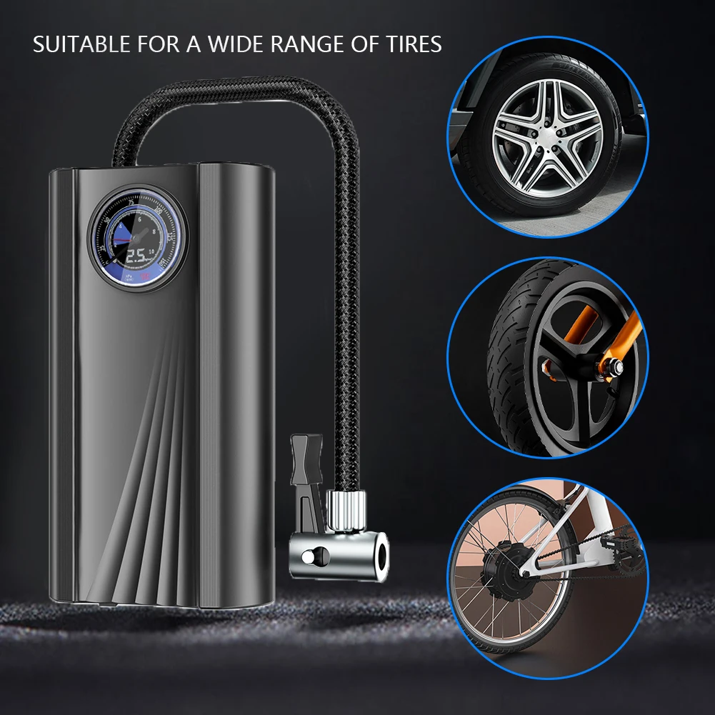 12V Mini Tire Pump Quick Inflating  Handheld Air Pump High Precision Electronic Inflatable Pump Cigarette Lighter for Car Auto
