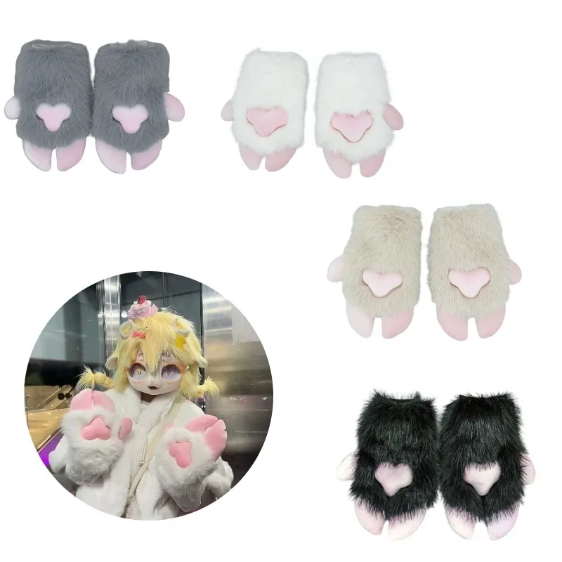 

Cute Sheep Hoof Gloves Fursuit Kigurumi Cosplay Furry Animal Cartoon Paws Plush Glove Lolita Accessories Halloween Party Outfit