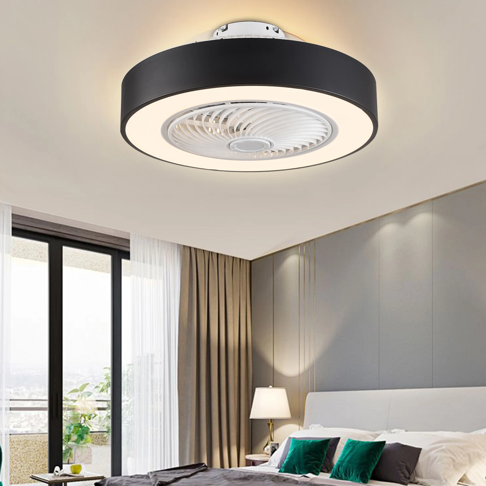 Imagem -04 - Ventilador de Teto Led com Luz Controle Remoto Selagem Lustre Silencioso Regulável Home Decor Interior Sala