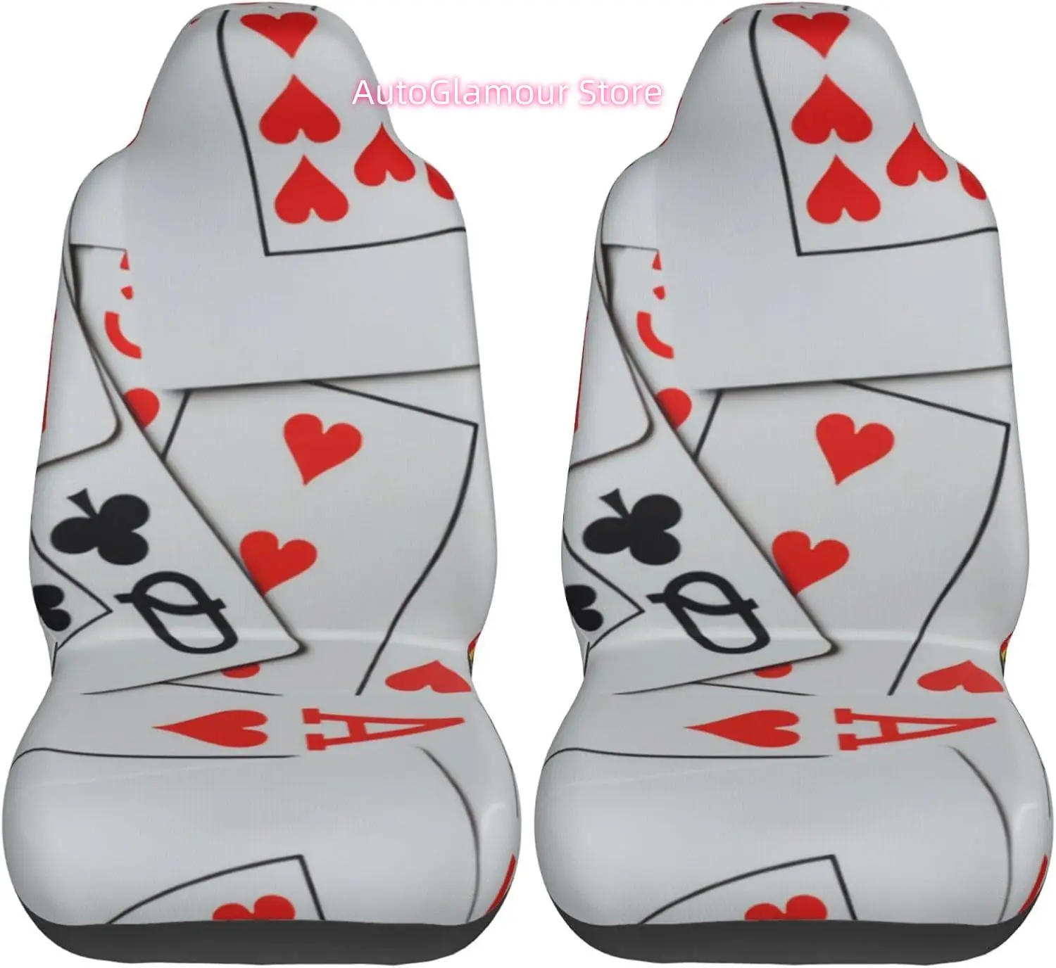 Deck of Scattered Playing Cards Fashionable and Durable Car Seat Covers in Two Sets, Protecting The Car Seats