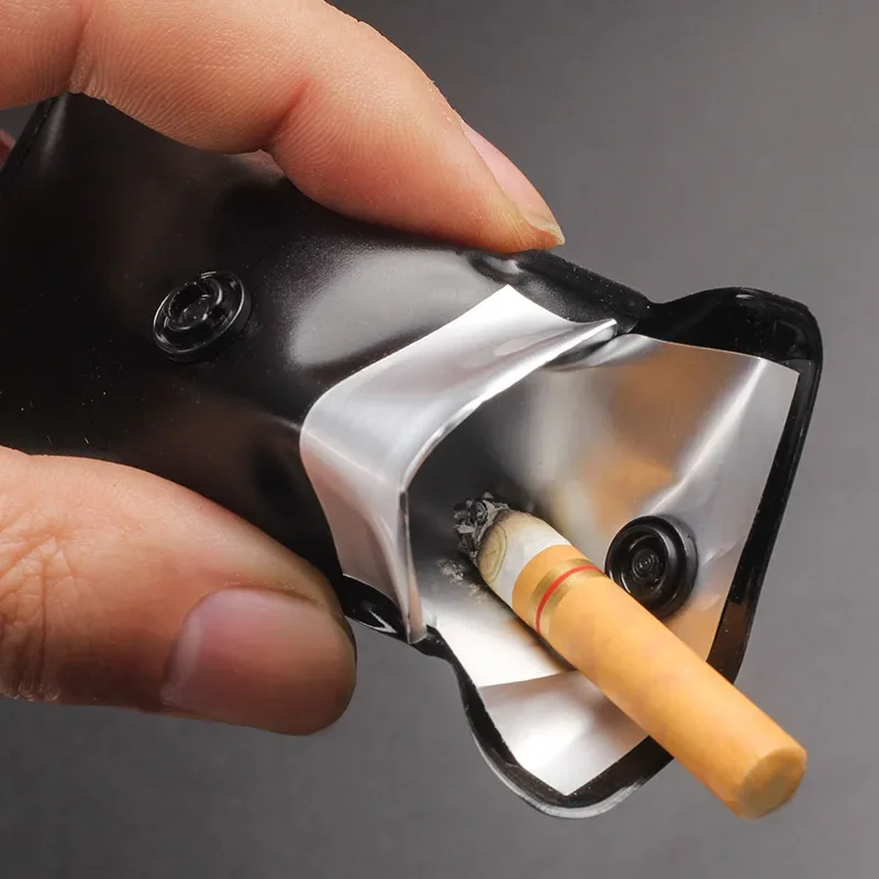 Potable Storage Bag Tied with Cigarette Case Mini Pocket Ashtray Outdoor Smoking Cigarette Cigar Travel Fireproof with Elastic