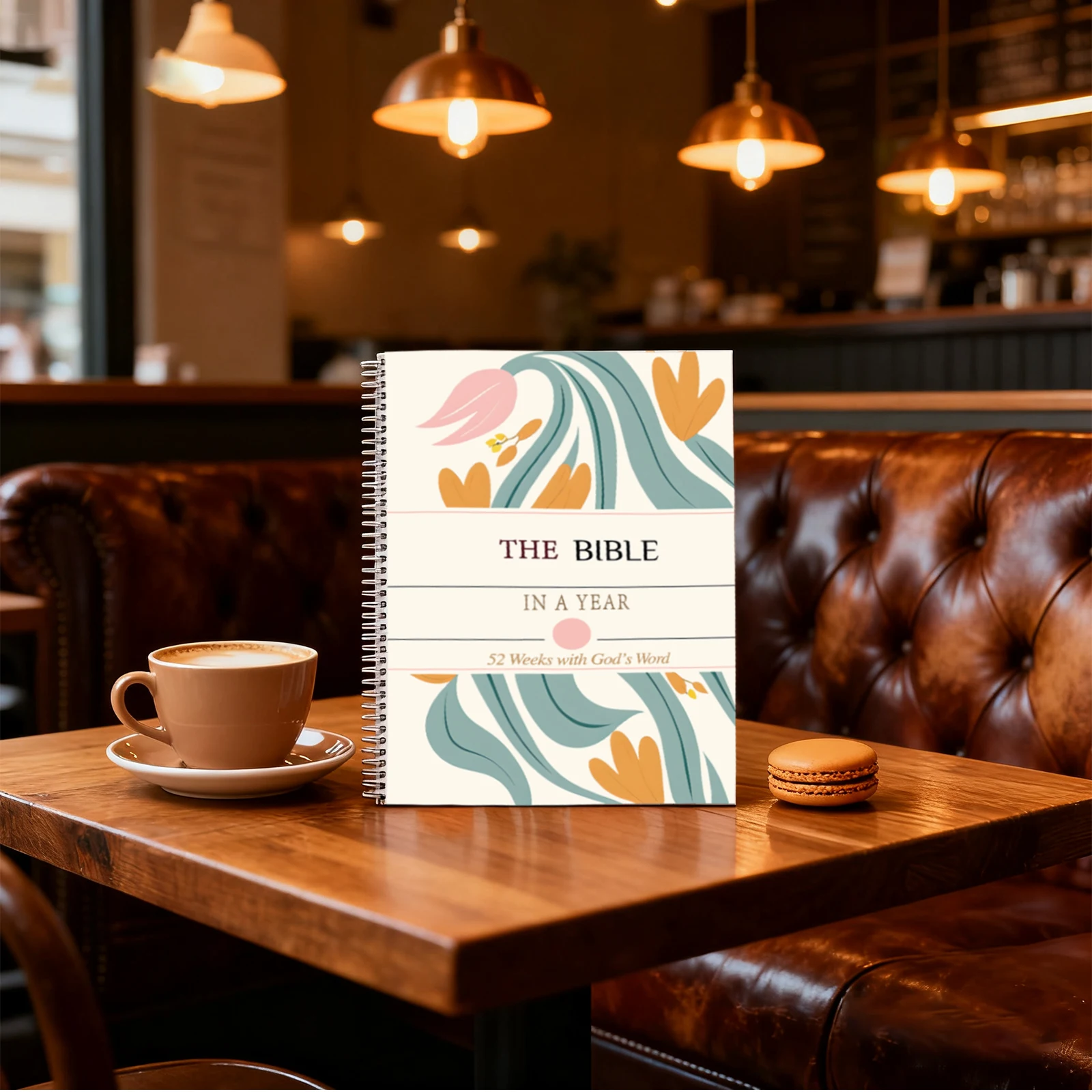 دليل دراسة الكتاب المقدس الحلزوني لمدة 52 أسبوعًا - مساحة القراءة والملاحظات اليومية، تصميم زهور الباستيل الرائعة هان الروحي المسيحي