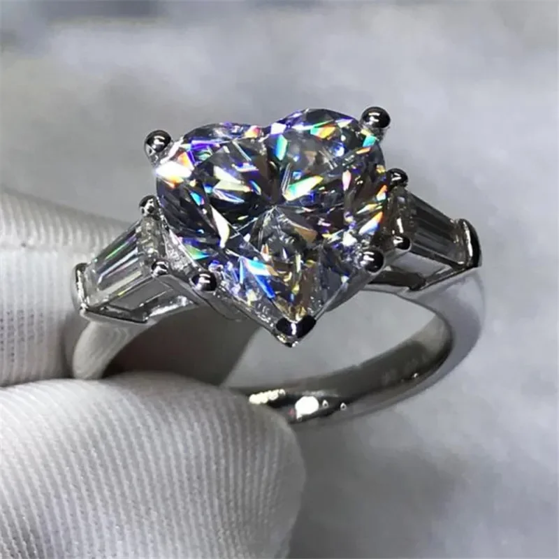 Solitaire ronde geslepen 6ct Lab Diamond Ring 925 Sterling Zilver Engagement Wedding Band Ringen voor vrouwen Bruidsfeest Sieraden Cadeau