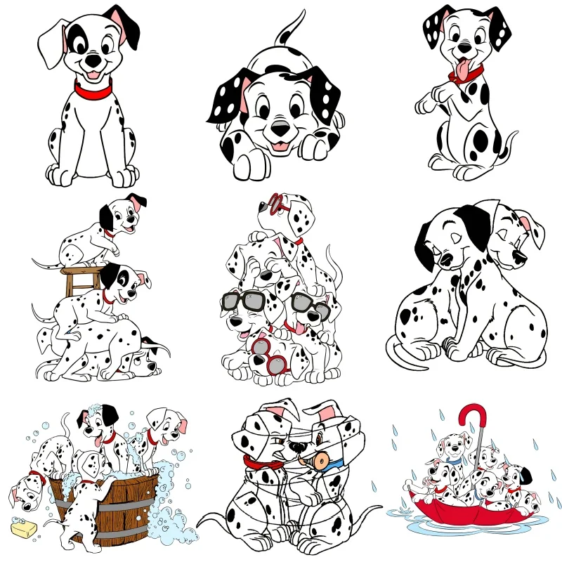 

101 Dalmatians Little Spotted Dogs Cartoon Patches for Clothes Heat Transfer Stickers DIY T shirt Iron on for Women Appliqued