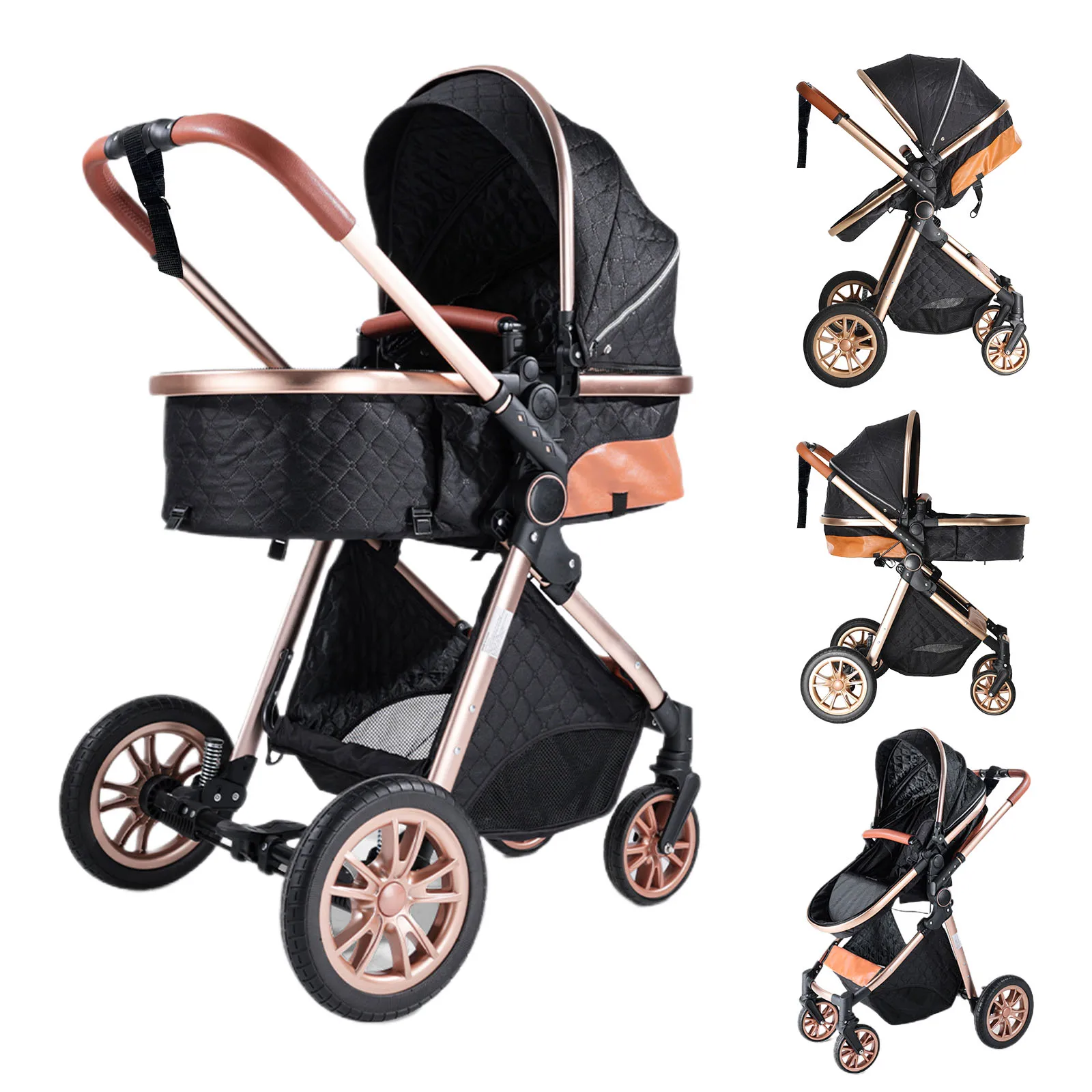 Baby Stroller 3 in 1, Foldable, With Shock Absorption, an Outdoor Stroller That Can Be Pushed in Both Directions
